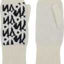 BRUCERIVER Womens Winter Knit Soft Fingerless Mitten Gloves Geometry Design On Top
