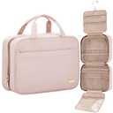 NISHEL Travel Toiletry Bag for women, Portable Hanging Organizer for Full-Sized Shampoo, Conditioner, Brushes Set, Makeup Accessories, Large Size, Pink