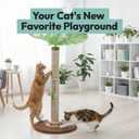 Cat Scratching Post 34 Inch with Rotating Turntable and Removable Hanging Ball, Cat Scratcher for Indoor Cats, Ultra Stable Base, Paw-FGreen Baseriendly Jute Material, Brown Base