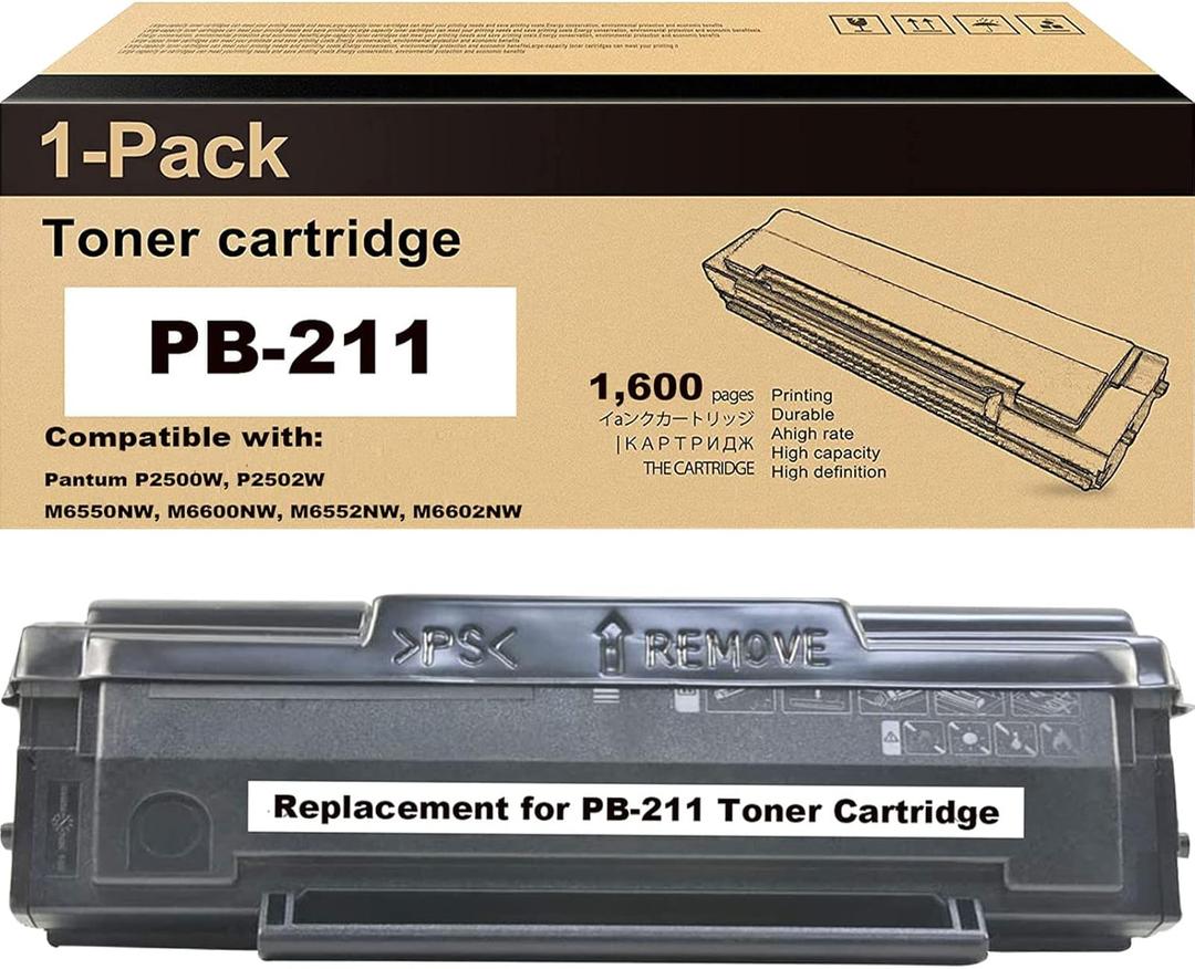 Generic Replacement for PB-211 PB-211 EV Toner for M6550 M6550N M6550W M6552NW M6600 M6600N M6600W P2207 P2500 P2500NW P2500W P2502w Printer(Black 1-Pack)(NOT OEM)(Package may vary)