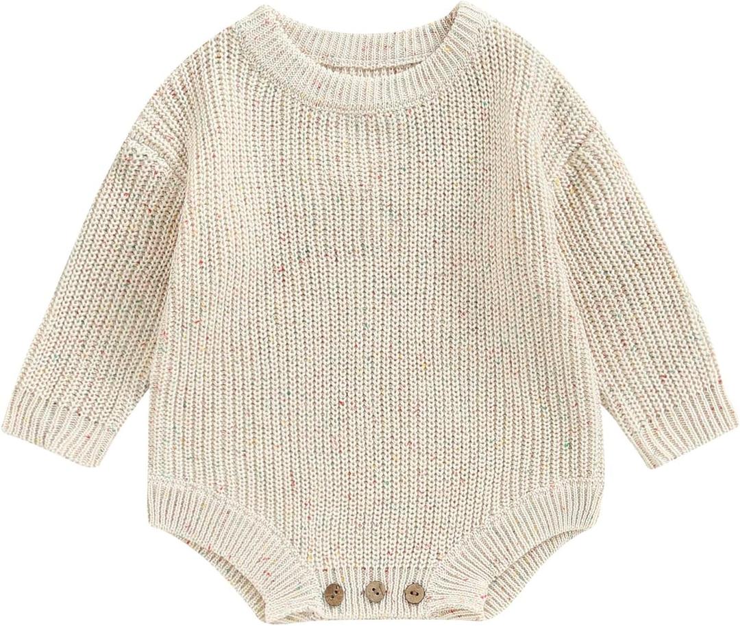 FYBITBO Baby Girl Boy Sweater Knit Oversized Pullover Sweatshirt Romper Onesie Warm Fall Winter Clothes Outfit Newborn 140