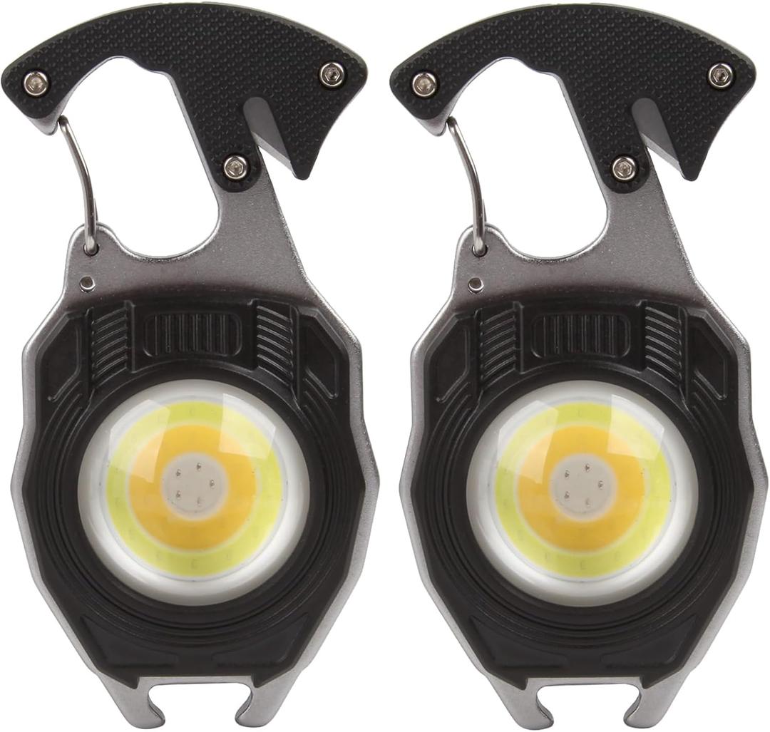 Mini Flashlight 2 Pack, Rechargeable Keychain Flashlight with 3 Light Modes, 1000lumens Bright EDC Flashlight Keychain Light with Magnet Base, Portable Pocket Flashlight for Camping Walking