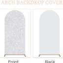 Silver Arch Cover Set of 3 Wedding Arch Stand Covers 6FT 5FT 4FT Sequin Arch Backdrop Cover Glitter Arches Covers Stretchy Backdrop for Baby Shower Bridal Shower Party Decor