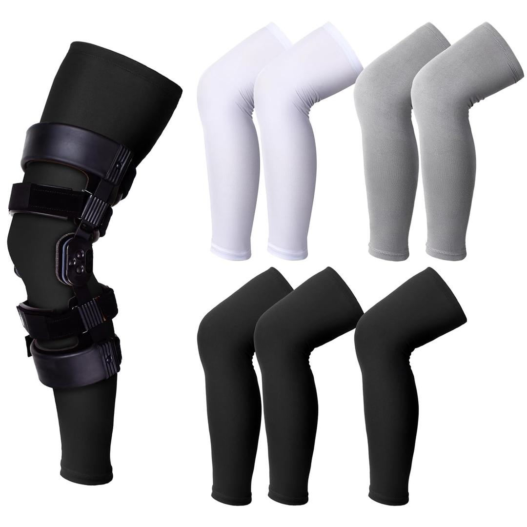 Sosation 8 Pcs Knee Brace Undersleeve Knee Sleeve for Under Brace Closed Patella Compression Breathable Leg Sleeves for Men Women Thigh Shin Support for Sports Protector(X-Large)