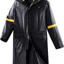 EI Sonador Classic Long Rain Coats for Men, Hooded Raincoats Rainwear for Waterproof Work, Breathable, Rain Jacket Poncho (Large, Black & Yellow)