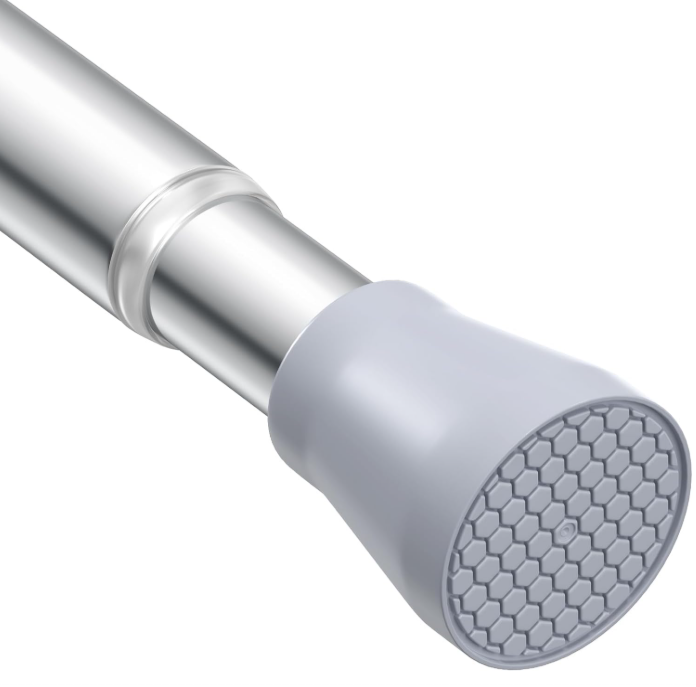 2 Pack Silver Tension Curtain Rod for Windows 28 to 48 Inch,7/8"Small Shower Curtain Rod for Bathroom,Pressure Spring Tension Curtain Rod No Drilling for Closet Doorway Kitchen