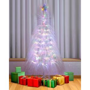 7ft Pre-Lit Artificial Christmas Tree, Christmas Tree with 180 LED Lights, 8 Lighting Modes, 2800 Tinsel Branches, Perfect for Indoor, Home, Party, Office, Apartment Decoration (Colorful)