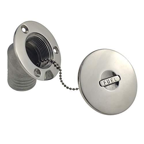 Boat Deck Fill/Filler Cap Keyless - Angled Neck 1-1/2"(38mm) Fuel Marine 316 Stainless Steel