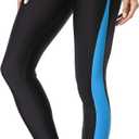 ATTRACO High Waisted Swim Pants - Women's Swim Leggings (Large, Black&blue)