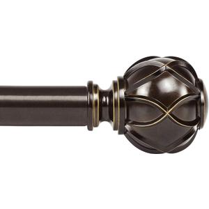 KAMANINA Single Curtain Rod 32 to 58 Inch(2.6-4.8Ft), 7/8 Inch Antique Bronze Adjustable Drapery Rod for Windows, Decorative Netted Texture End (32-58")