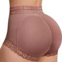 FeelinGirl Shapewear for Women Tummy Control Mid-Waist Body Shaper Faja Shorts Lace Under No Padding Shorts (Beige, M)