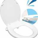 GenieBidet Right Side Bidet Toilet Seat Round - Round Bidet Toilet Seat with Adjustable Self-Cleaning Nozzles, Attachment, T Adapter & Bottle - Non Electric Bidet Seat
