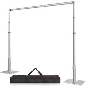 12x10 Pipe and Drape Stand Kit, Heavy Duty Backdrop Stand Adjustable, Sturdy Metal Back Drop Decoration Frame with Flat Base for Parties, Flower Wall, Wedding, Event,Trade Shows, Photo Shoot (12ftx10ft, Silver)