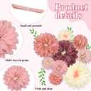 Geyee 18 Pcs Mexican Paper Flowers Colorful Fiesta Tissue Paper Flowers Pom Poms Mexican Carnival for Floral Party Backdrop Wedding Birthday Party Craft (Vintage Color,12" 14" 20")