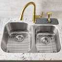 Kitchen Sink Splash Guard 2-Holes : AHA HOMEWARE Faucet Mat for Double Offset Kitchen Sink, Kitchen Sink Splash Guard Offset Faucet, Faucet Mat for Kitchen Sink Soap Dispenser 15 in (Gray)