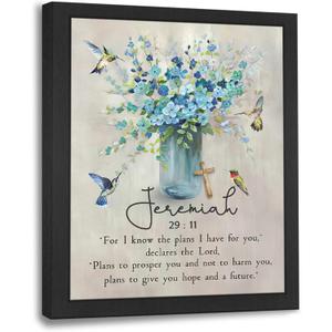 Framed Scripture Bathroom Wall Art Christian Jeremiah Canvas Prints Painting Farmhouse Bible Verses Pictures Artwork Gifts Home Church Decor 10L x 8W
