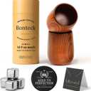 Bonteck Wooden Bourbon Drinking Glass | Bourbon Gifts for Men | Large Old Fashioned Glass | 16 oz Wooden Whiskey Tumbler | Birthday Whiskey Gifts for Men, Husband, Dad or Brother (2 Pack, Natural)