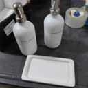 White Glass Soap and Lotion Dispenser Set by Brighter Barns - Bathroom Soap Dispenser Set Tray - Liquid Hand Soap Dispenser Pump - Modern Bathroom Accessories for Guest, Hotel, Spa, Restaurant (White)