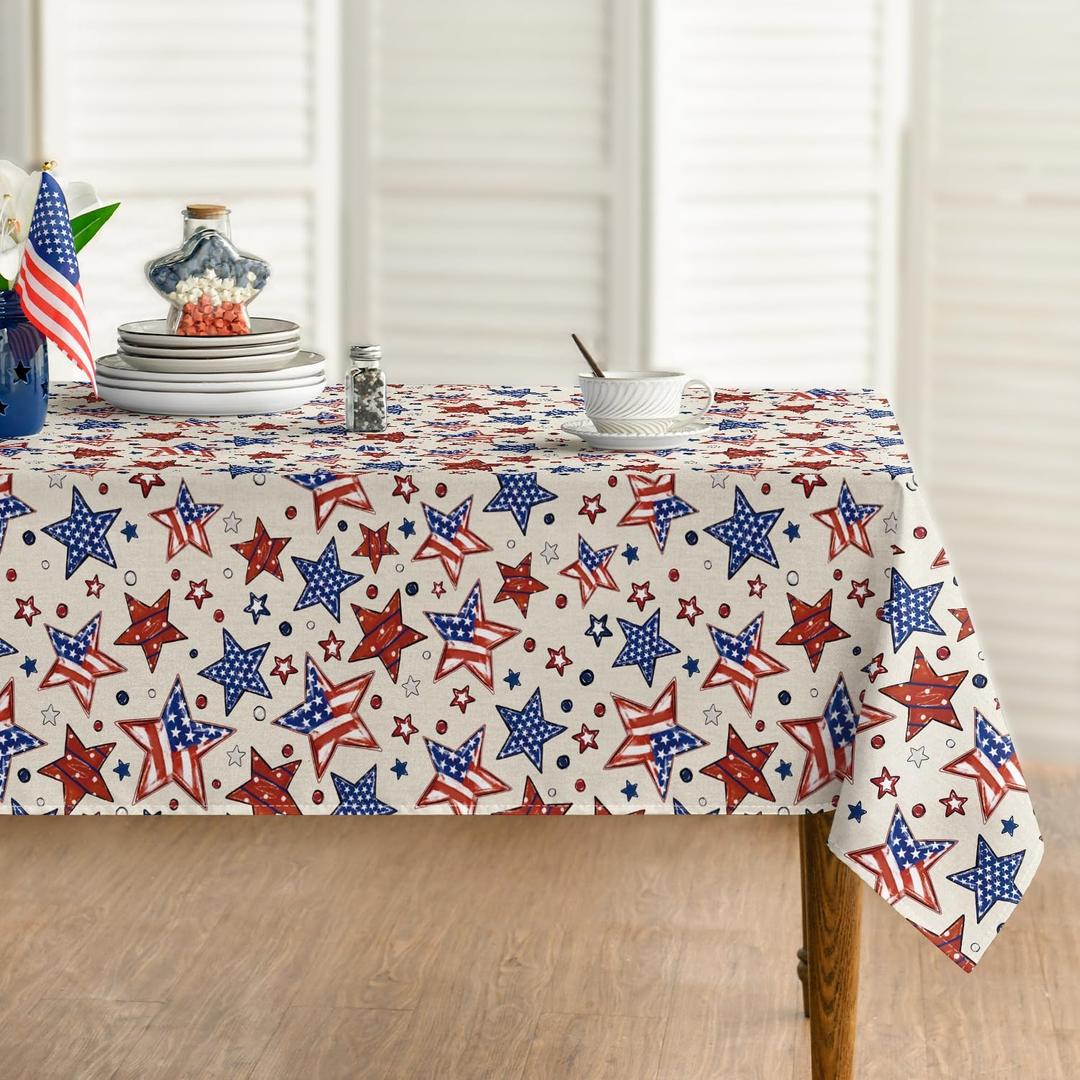 Horaldaily 4th of July Tablecloth 5270 Inch Rectangular, Patriotic Star Strips Pattern Independence Day Memorial Day Washable Seasonal Table Cover for Party Picnic Dinner Decor