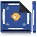 Mahjong Mat for Table 31.5''x31.5'', Non-Slip Mahjong Cloth Cover with Game Rules, Mahjong Tablecloth for Poker, Board Games Table Mat, Card Games, Tile Games, Dominoes (Blue)