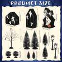 15 Pcs Lighted Ceramic Halloween Village Accessories Set Spooky Houses Miniatures Include 3 LED Ceramic Halloween Haunted Houses 2 Birch Tree 8 Pine Tree and 2 Streetlamps Tabletop Ornament for Table