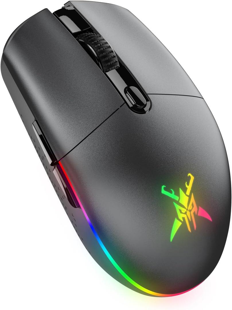TECKNET Gaming Mouse, Wireless Gaming Mouse with 6 Programmable Buttons, RGB Backlit, Rechargeable Wireless Mouse UP to 8000 DPI, Macro Edit, 70Hrs for Laptop, PC, Mac Gamer (Full Black)