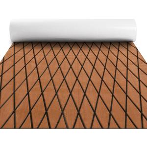 Fullfire Boat Flooring - EVA Foam Boat Decking - Marine Mat Self-Adhesive Flooring Sheet Marine Carpet for Motorboat Yacht Kayak RV (94" x 47", Brown With Black Lines)