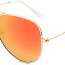 livho Sunglasses for Men Women Aviator Polarized Metal Mirror UV 400 Lens Protection (Gold Orange)