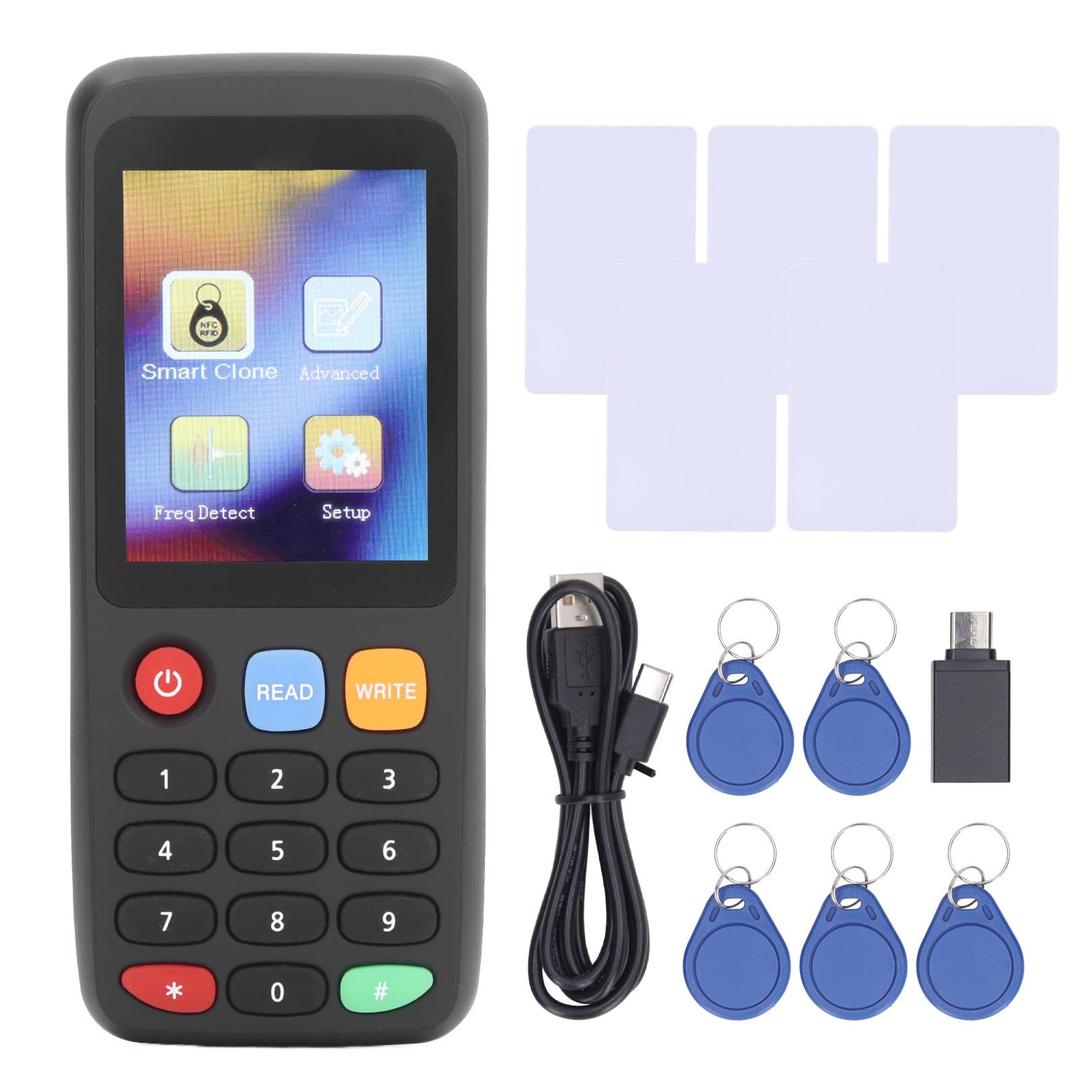 NFC Card Copier Reader Writer, 13.56MHz 125KHz Full Frequency Smart Card Reader Writer Duplicator with Key Fob Cards, USB Contactless NFC Reader Copier for ID IC Card (5 UID Buckles 5 UID