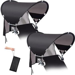 XL Universal Wind-Resistant Chair Umbrella Canopy, Extra Large Foldable UPF 50+ Sun Shade Attachment with Adjustable Clamp, Fits Most Beach, Camping, Lawn, Zero Gravity Chairs, Wheelchairs, 2 Pack