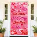 Galentines Day Door Cover Banner - Ladies Celebrating Front Door Sign with Hearts Design, Girls Night Entryway Decorations for Indoor Outdoor (35.4 x 72.8 Inch)