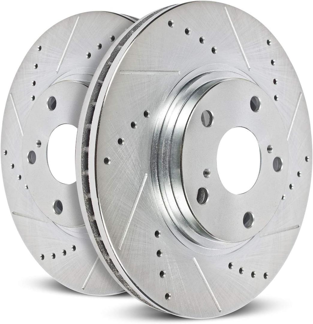 Power Stop AR85108XPR Front Evolution Drilled and Slotted Rotors Pair For 2007-2021 Ford Expedition | 2010-2020 Ford F-150 6 Lug Models | 2007-2021 Lincoln Navigator 