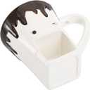 Dicunoy Set of 1 Fondue Mugs with Forks, Ceramic Personal Chocolate Melting Cup for Cheese, Individual Ceramic Butter Warmers Pot, Tealight Candle Mini Simmer Mug for Caramel, Tapas