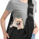 Dog Carrier Sling, Cat Sling Carrier, Small Dog Sling Carriers for 0-15 lbs, Hands Free Puppy Carrier Sling, Crossbody Pet Carrier for Travel, Breathable Pad, Storage Pocket, Tote Design Cat Carrier