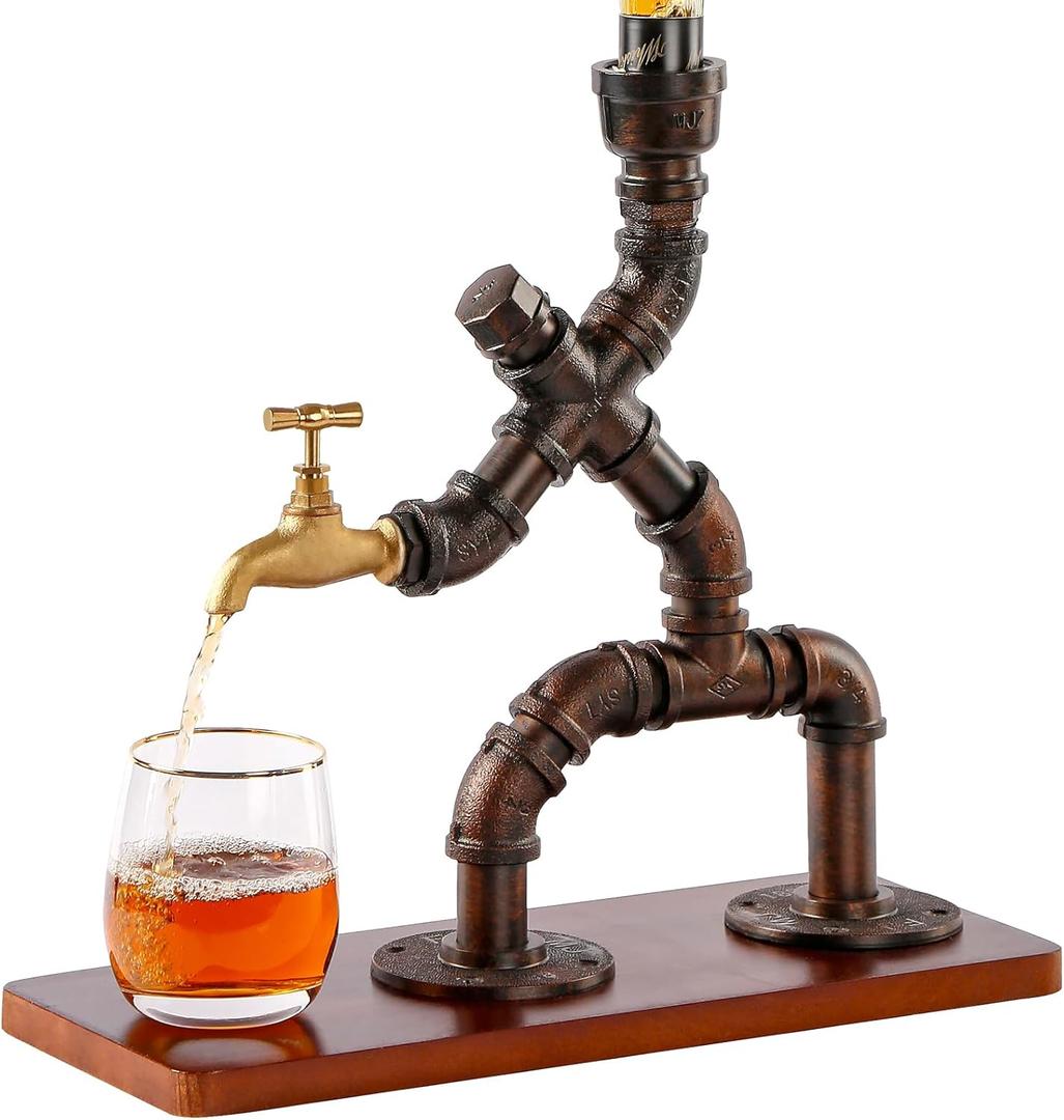 Steampunk Alcohol Holder For Whiskey-Industrial Personalized Bar Stand For 1bottle In Room Liquor Dispenser-Man Cave Decor