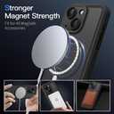 2 x COOLQO Magnetic for iPhone 14/15 Plus Case, Dual Layer Matte Scratch-Resistant, Black