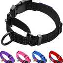 Martingale Collar for Training Dogs. Adjustable Reflective Collars with Buckle-USA Flag- NO Pull-Prevents Slipping Out, for Medium Large XL Dogs. Helps with Strong pullers(L, Black)