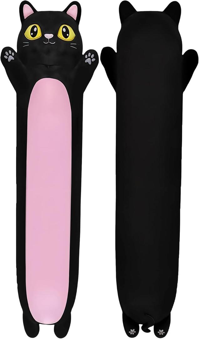 Black Cat Plush Body Pillow for Kids | Long Stuffed Animal Cuddle Pillow | Soft Hugging Toy | Plushie Gift for Girls & Boys | Long Plush Body Pillow for Sleep & Comfort | Small, 23 Inches