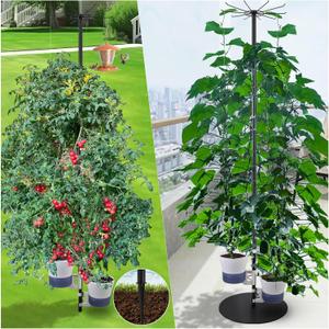 Tall Metal Plant Stand Outdoor/Indoor 72",Large Patio Plant Stand with Self-Watering Planter Pot & Hooks for Balcony,DIY Hydroponics Growing System Tower Garden Kit for large plants, Height Adjustable