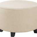H.VERSAILTEX Ottoman Cover Stretch Ottoman Slipcover Round Ottoman Storage Cover Folding Stool Covers Furniture Protector Cover for Footrest Ottoman Fit Dia 20" - 23", Natural