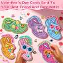 Valentines Day Cards for Kids School 48 Sets Valentine's Day Cards with 96Pcs Shoe Charms Valentines Shoe Accessories Clog Decor Valentine Greeting Card for Classroom Exchange Gifts Party Favor