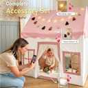 Little Dove Kids Play Tent with Mat, Star Lights, Tassel Garland, Kids Playhouse with Windows Easy to Wash, Play Tents for Indoor and Outdoor Use, Toys for Girls, Boys, Birthday Gift, Pink, Medium Size
