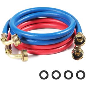 Rubber Washing Machine Hoses,6ft 90 Degree Elbow Washer Hoses,2pack 3/4" Universal Fit to Hot and Cold Connection Water Supply Lines