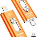 512GB Photo Stick for iPhone Flash Drive, Memory Stick Phone Storage for Photos and Videos Files Backup, Compatible with iPhone iPad Android PC, Plug & Play, No App Required (Cosmic Orange)