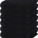 Homaxy 100% Cotton Waffle Weave Kitchen Dish Towels, Ultra Soft Absorbent Quick Drying Cleaning Towel, 13 x 28 Inches, 6-Pack, Black