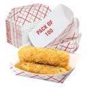 Concession Essentials 2lb Disposable Red and White Plaid Food Trays, Large, Pack of 100ct