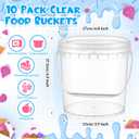 10 Pack 1 Gallon / 128 oz / 3.8 L Clear Plastic Bucket with Handle and Lids Food Storage Containers Freeze Safe Ice Cream Tubs for Deli Kitchen Drinks Home