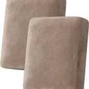 H.VERSAILTEX Velvet Stretch Couch Cushion Cover Plush Cushion Slipcover for Chair Loveseat Sofa Cushion Furniture Protector Seat Cushion Sofa Cover (2 Piece Medium Sofa Cushion Covers, Taupe)
