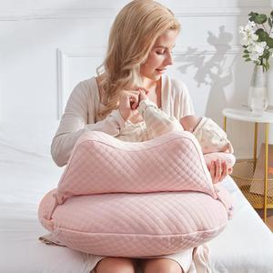 WYXunPlanet Nursing Pillow, Breastfeeding Pillow for Breastfeeding and Bottle Feeding to Reduce Strain on arms and Back, Better Support Baby, Waist Adjustable, Knitted Cotton Cover, Removable, Pink