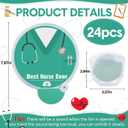 24 Pcs Nurses Gift Folding Fan Nurse Appreciation Gifts 7.87" Round Portable Handheld Fan with Handles Motivational Thank You Gifts for Nurses Week Party Graduation (Green)